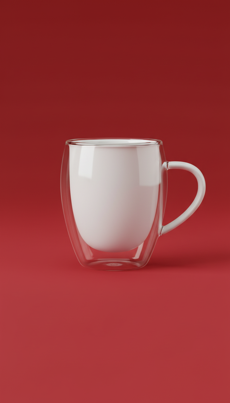 Porcelain White Double-Walled Glass Mug